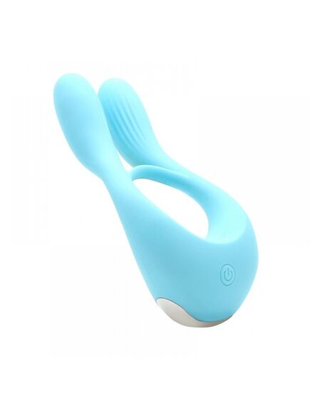 Вибратор для пар KisToy "Martin Blue", два мотора, крепление на член, диаметр 32мм , изображение 3