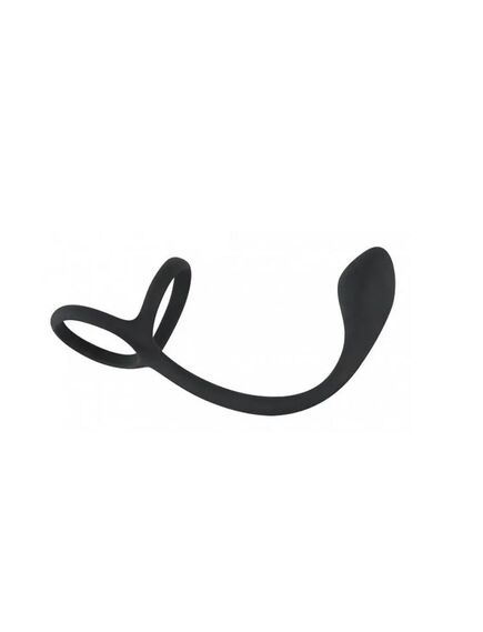 Эрекционное кольцо с утяжкой на мошонку + анальный плаг Black Velvets Cock & Ball Ring + Plug 