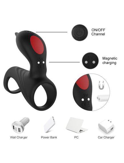 Эрекционное кольцо с вибрацией и с пультом HiFun RCT , изображение 5