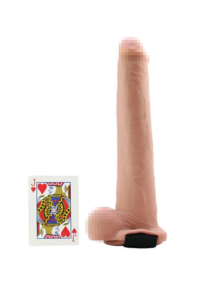 Телесный перезаряжаемый фаллопротез11 Hollow Rechargeable Strap-on with Balls - 30 см , изображение 4