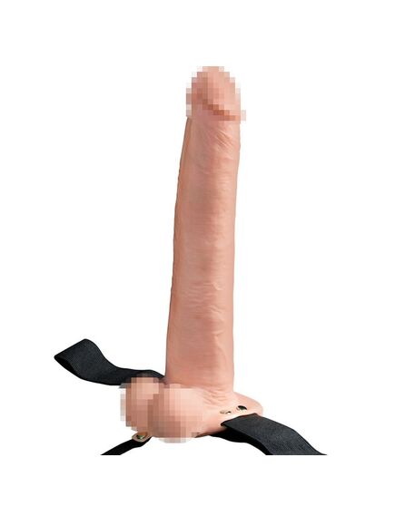 Телесный перезаряжаемый фаллопротез11 Hollow Rechargeable Strap-on with Balls - 30 см , изображение 7