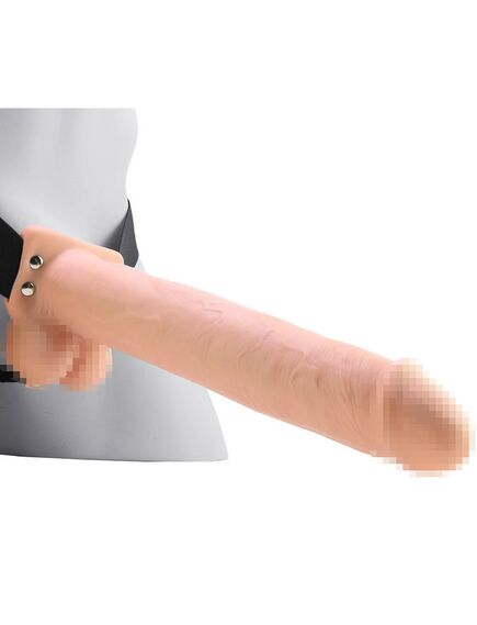 Телесный перезаряжаемый фаллопротез11 Hollow Rechargeable Strap-on with Balls - 30 см , изображение 8