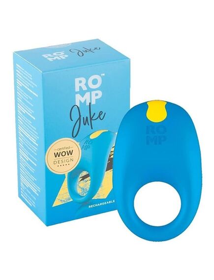 Эрекционное кольцо Romp Juke с вибрацией, синее , изображение 2
