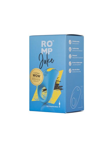 Эрекционное кольцо Romp Juke с вибрацией, синее 