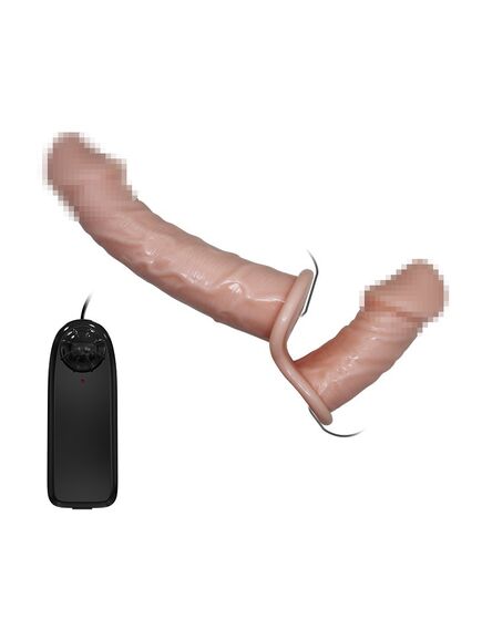 Страпон с внутренней насадкой и вибрацией , изображение 2