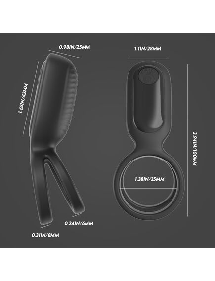 Эрекционное Виброкольцо с пультом "Squidward-RTC Black" , изображение 3