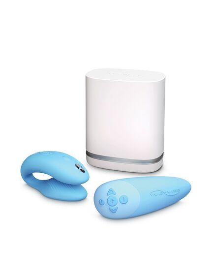 Сенсорный вибромассажер для пар We-Vibe Chorus Aqua, Расцветка: Голубой , изображение 6