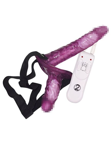 Страпон с вибрацией и внутренней насадкой "Duo"- 18 СМ , изображение 2