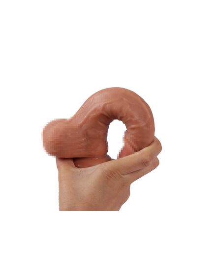 Реалистичный фаллоимитатор REAL с мошонкой на присоске и трусиками для страпона, dual PVC, 19,5x3,5 , изображение 3