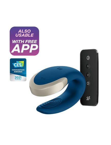 Парный вибратор Satisfyer Double Love с возможностью управления через пульт и приложение (голубой) , изображение 7