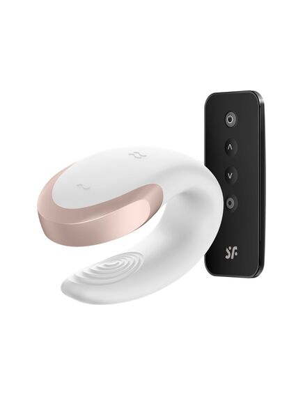 Парный вибратор Satisfyer Double Love с возможностью управления через пульт и приложение (белый) 