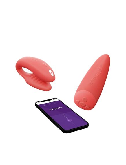 Сенсорный вибромассажёр для пар We-Vibe Chorus Two Becom One, Расцветка: Оранжевый , изображение 5