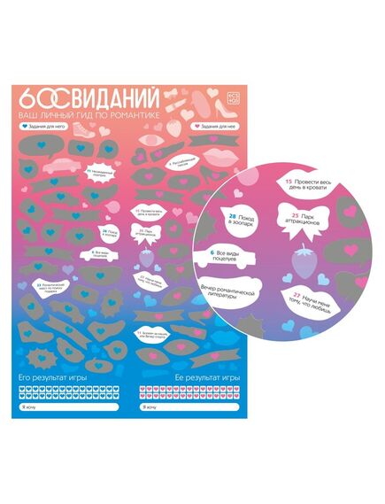 Скретч-плакат «Романтический гид. 60 свиданий», А3, 18+ , изображение 2