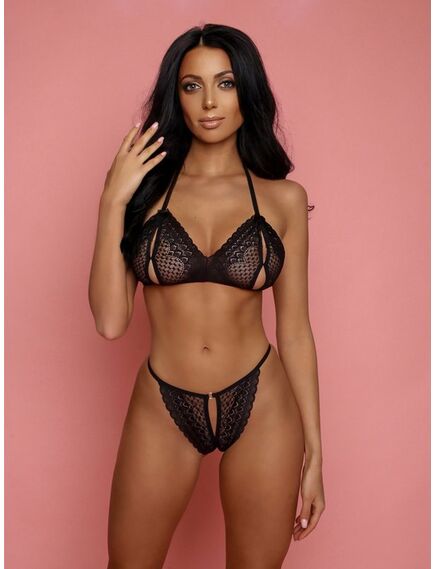 Комплект эротического белья черный S\L 