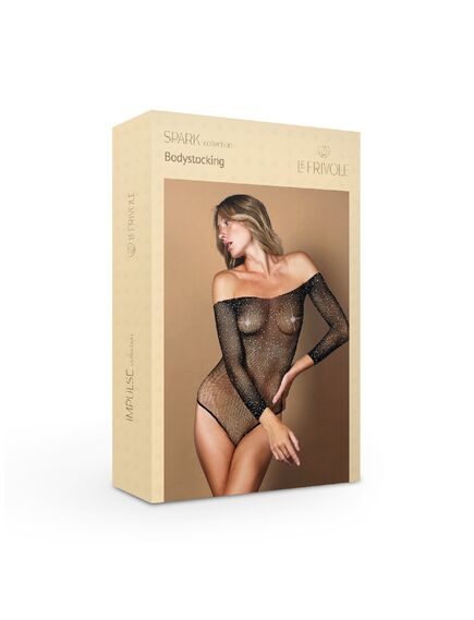 Боди искрящийся стразами с длинными рукавами "Spark", S/L , изображение 5