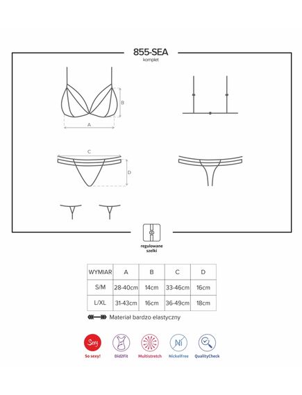 Комплект (Бюстгальтер + трусики + Подвязки) (чёрный, S/M) , изображение 2