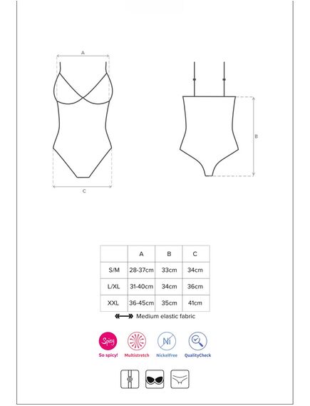 Эротическое боди 838 TED 1 teddy opencrotch black (S/M) , изображение 2