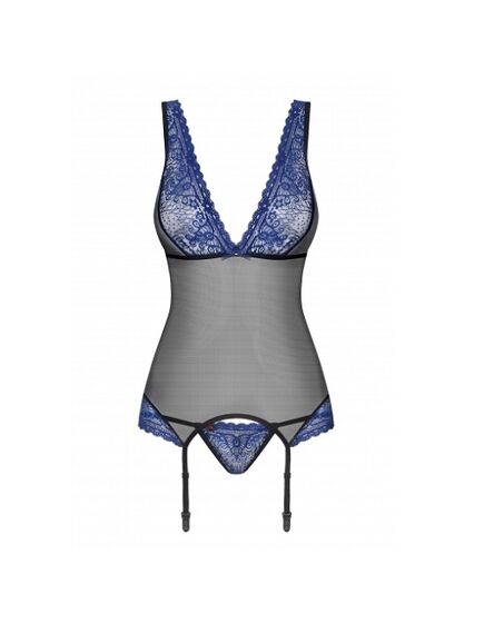 Корсет и трусики (S\M, черно-синий) , изображение 2