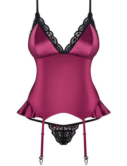 Корсет и трусики (S\M, бордово-черный) , изображение 2