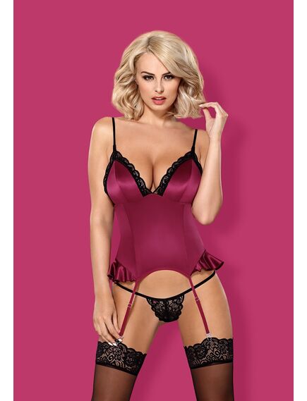 Корсет и трусики (S\M, бордово-черный) , изображение 4
