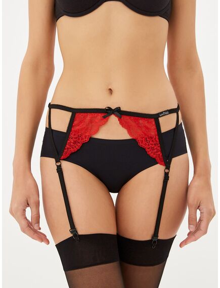 Интригующий пояс для чулок с красным кружевом (Hold on love) (S/M), Выберите размер : S/M , изображение 4