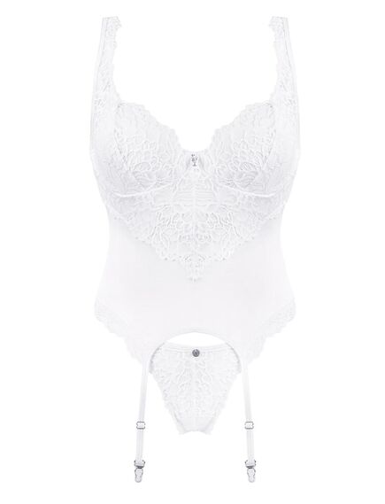 Белый кружевной корсет Obsessive AMOR BLANCO CORSET (S/M), Выберите размер : S/M , изображение 5