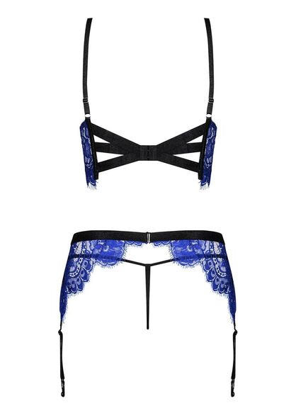 Кружевной комплект с поясом для чулок Obsessive COBALTESS SET S/M , изображение 4