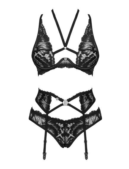 Кружевной комплект с поясом Obsessive ALESSYA SET (M/L) , изображение 4