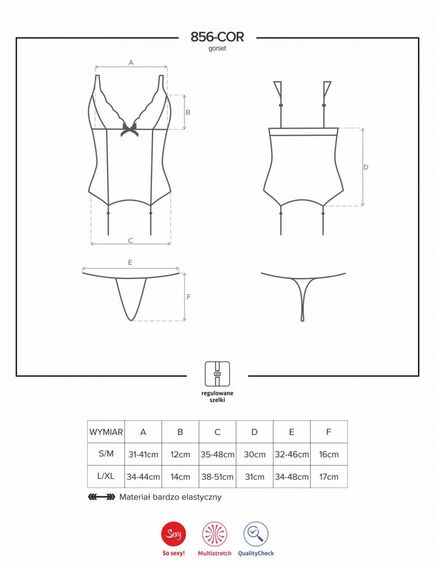 Корсет+стринги (чёрный, S/M) , изображение 2