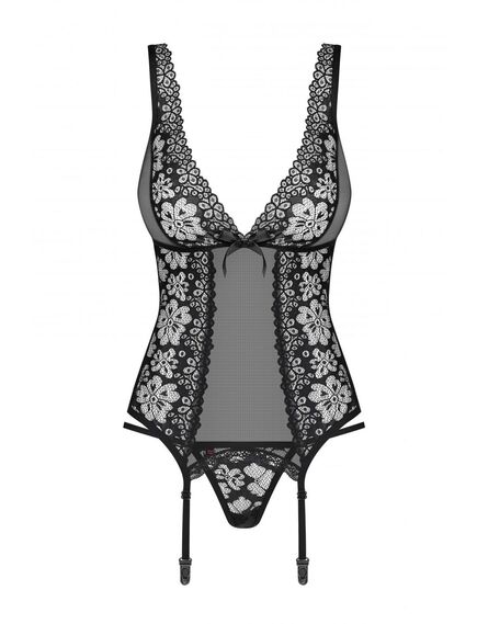 Корсет+стринги (чёрный, S/M) , изображение 3