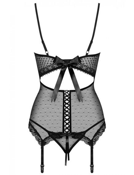 Корсет+стринги (чёрный, S/M) , изображение 2