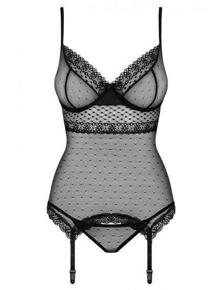 Корсет+стринги (чёрный, S/M) , изображение 3