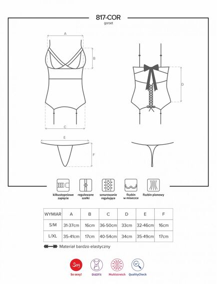 Корсет+стринги (чёрный, S/M) , изображение 4