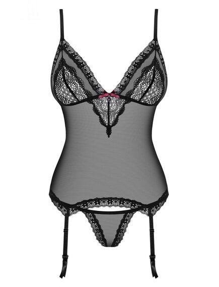 Корсет+стринги (чёрный, S/M) , изображение 4