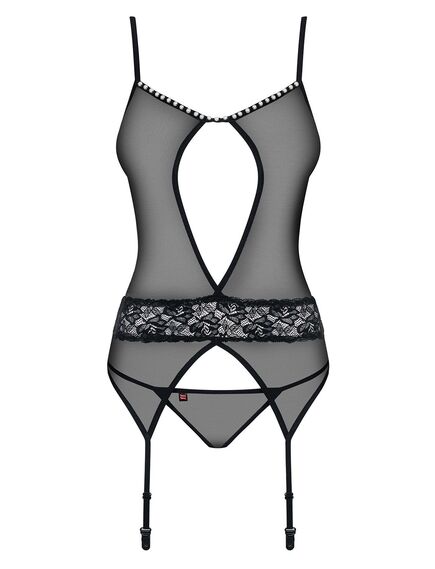 Корсет+стринги (чёрный, S/M) , изображение 4