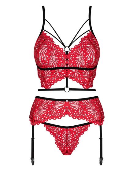 Кружевной комплект с поясом Obsessive METTIA SET (S/M), Выберите размер : S/M , изображение 3