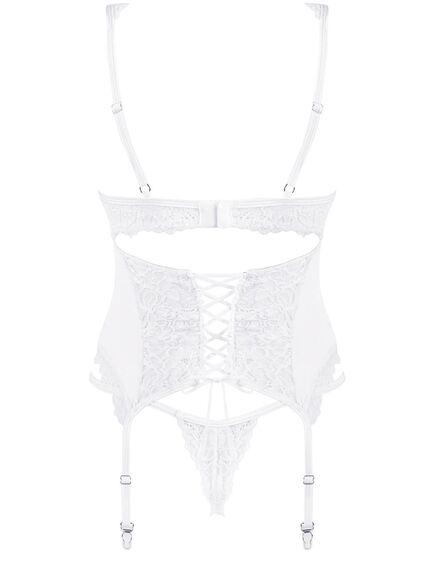 Белый кружевной корсет Obsessive AMOR BLANCO CORSET (L/XL), Выберите размер : L/XL , изображение 6