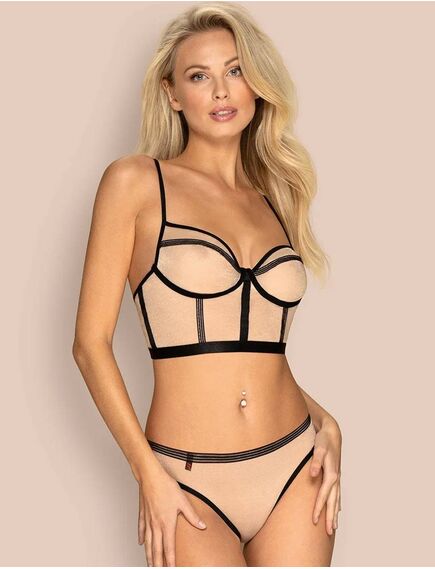 Сексуальный комплект Obsessive NUDELIA SET телесный L/XL, Выберите размер : L/XL 