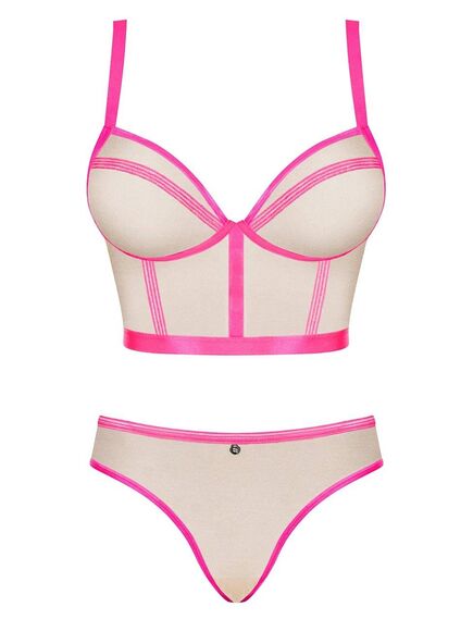 Сексуальный комплект Obsessive NUDELIA SET розовый L/XL, Выберите размер : L/XL , изображение 3