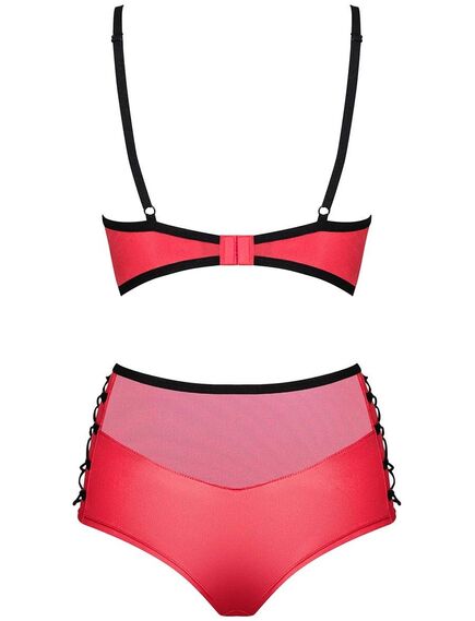 Сексуальный комплект Obsessive LEATHERIA SET красный (S/M), Выберите размер : S/M , изображение 4