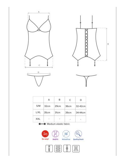 Корсет с трусиками Obsessive "AILAY CORSET" S/M , изображение 5