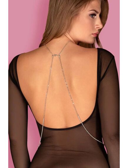 Серебристое украшение на тело со стразами , изображение 2