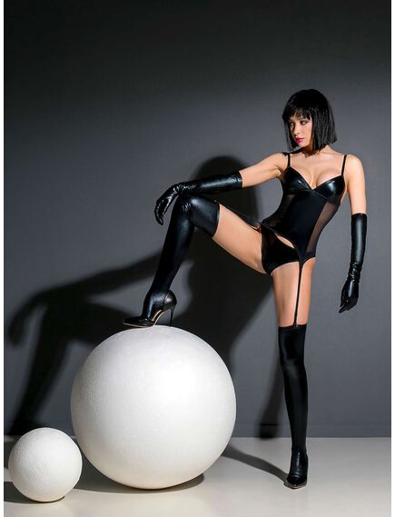 Корсаж с трусиками из материала wet look (My Shadow) S/M , изображение 5