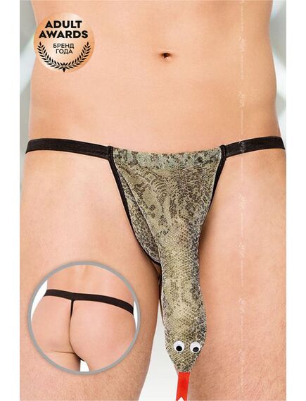 Стринги мужские "Змейка" Softline Collection, зеленый S/L 