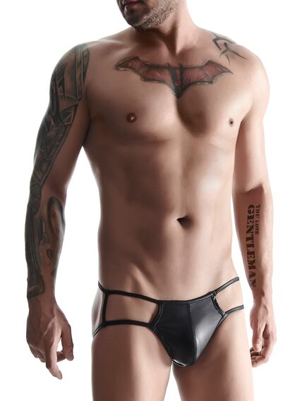 Трусы мужские wetlook черные открытые XXL 