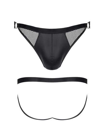 Трусы мужские черные с вставками из сетки и декоративными кольцами L , изображение 6