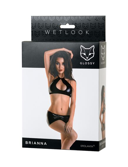 Комплект Glossy Brianna из материала Wetlook, черный, M , изображение 4
