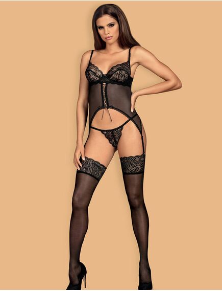 Корсет с трусиками Obsessive CONTICA CORSET (S/M) , изображение 3