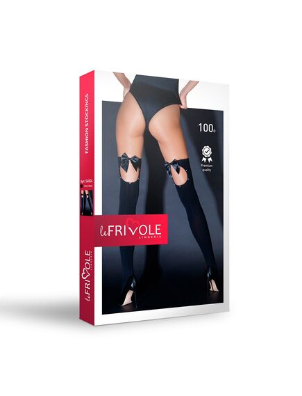 Чулки плотные с бантами "Le Frivole", S/M , изображение 3