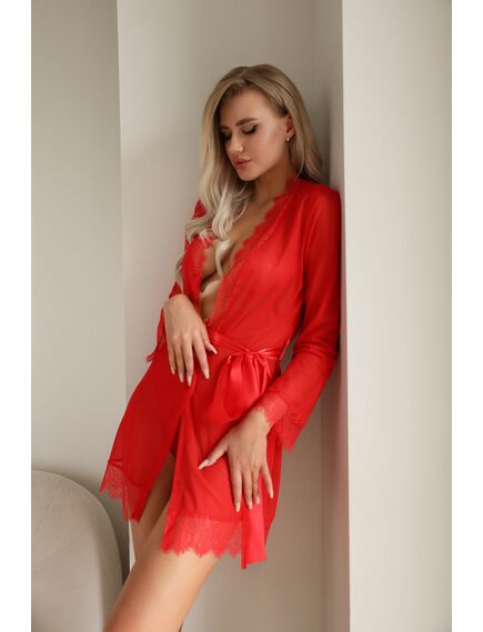 Пеньюар с кружевом красный (Muse), L/XL , изображение 7
